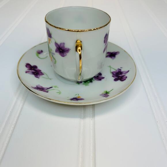 Norcrest Purple Floral Demitasse Cup 2" 215/161 - Picture 2 of 7